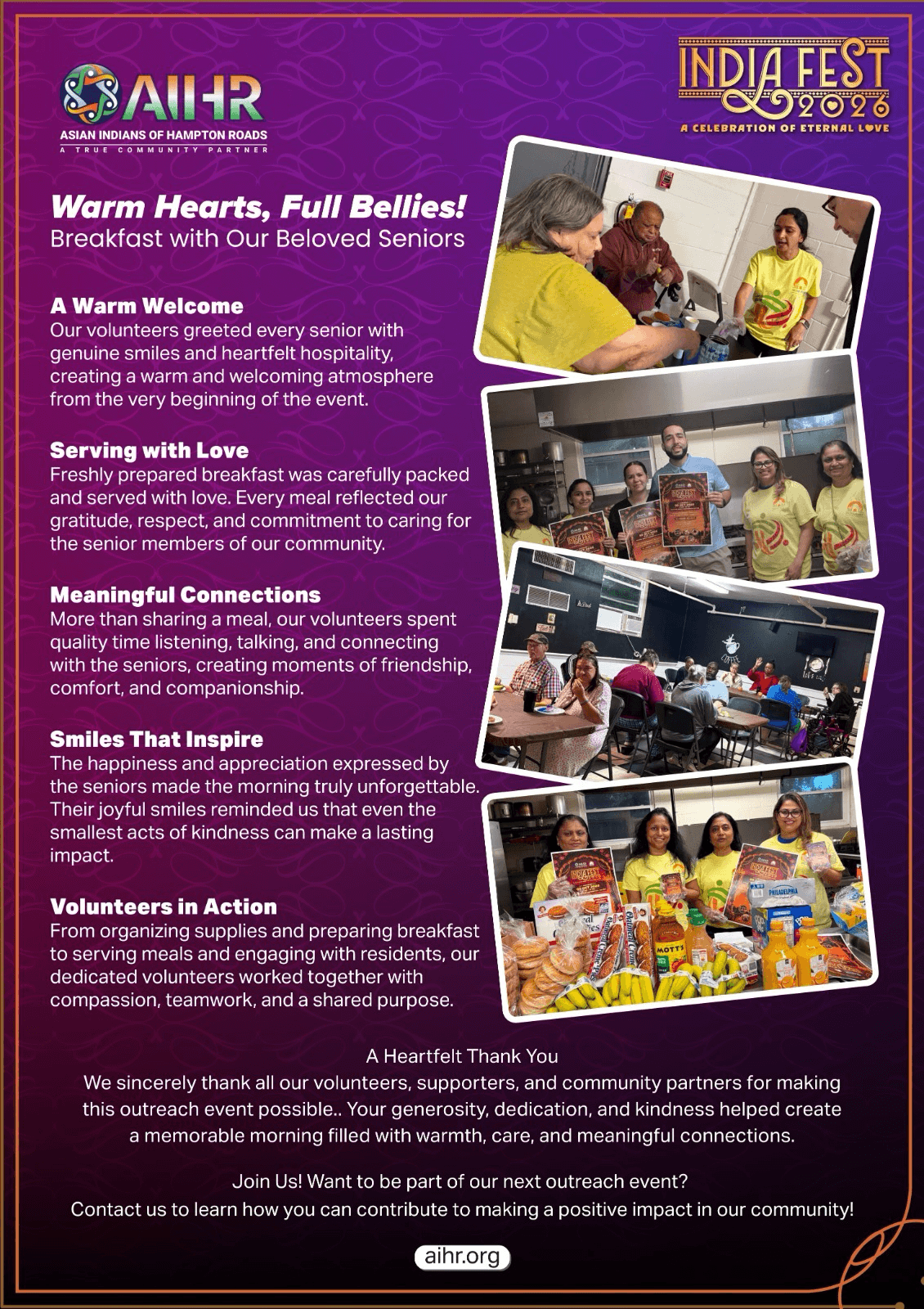 Warm Hearts, Full Bellies! Breakfast with Our Beloved Seniors — AIHR outreach event recap